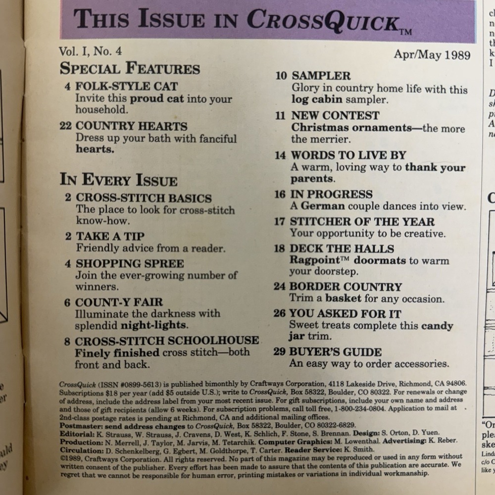 Vintage 1989 Cross Quick Magazine Easy Projects For Cross Stitch Lovers Apr/May - Picture 4 of 9
